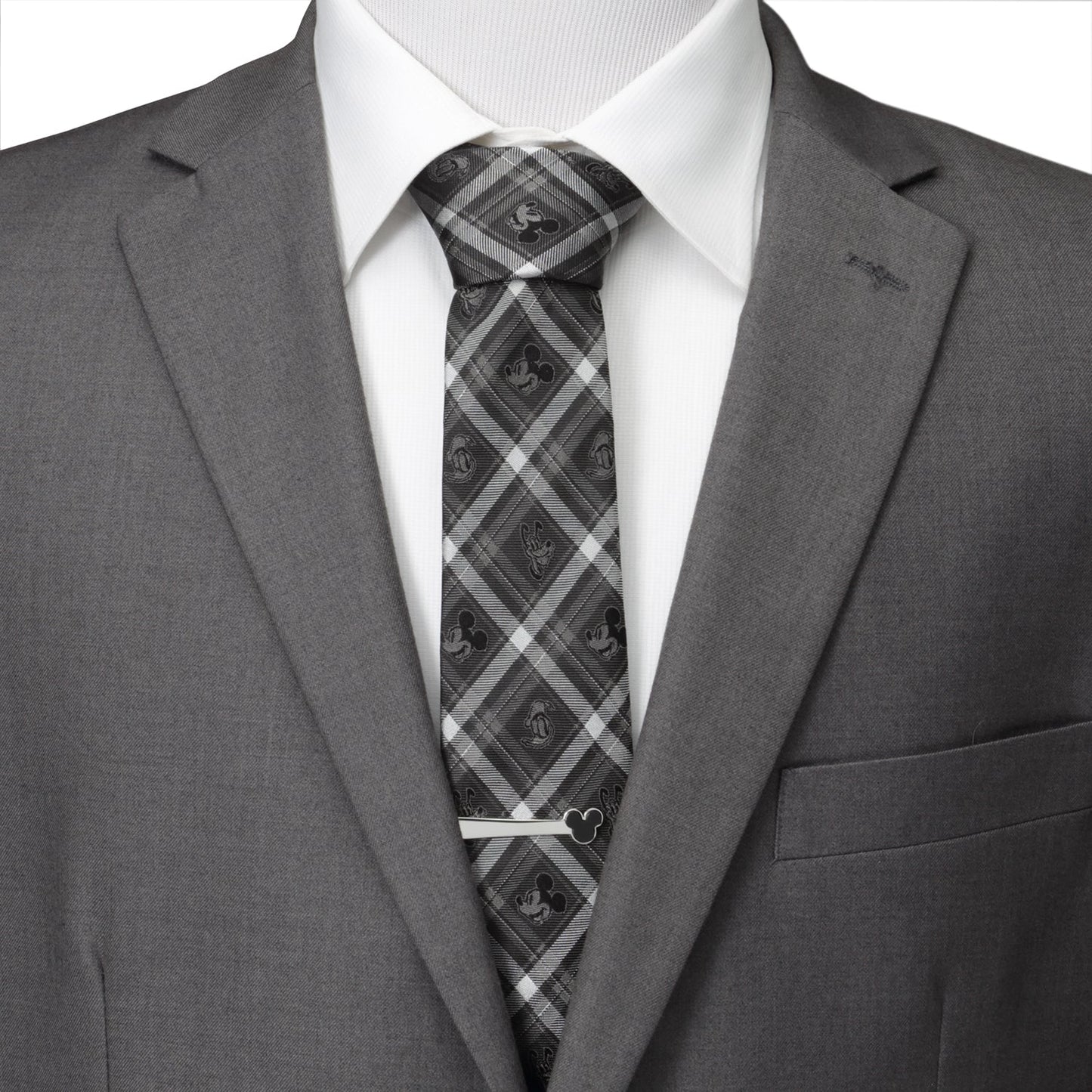 Disney Mickey and Friends Charcoal Plaid Men's Tie