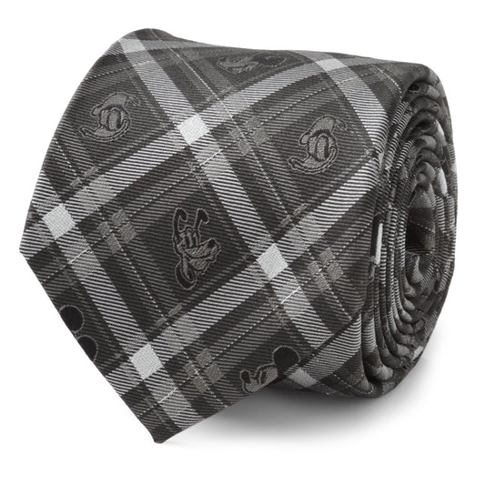 Disney Mickey and Friends Charcoal Plaid Men's Tie