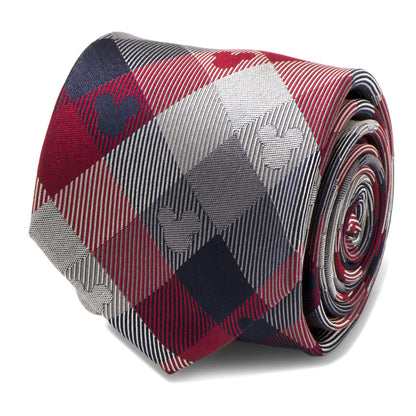 Disney Mickey Mouse Red and Blue Plaid Men's Tie