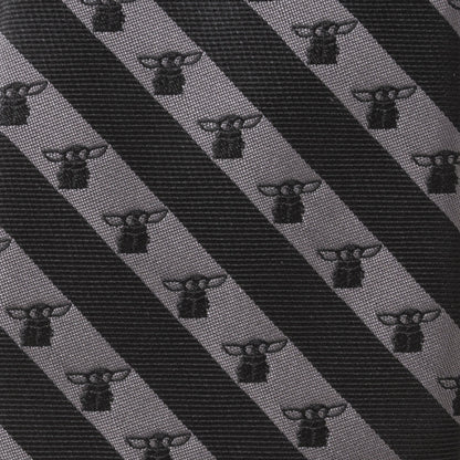 Star Wars Grogu Black and Gray Striped Tie