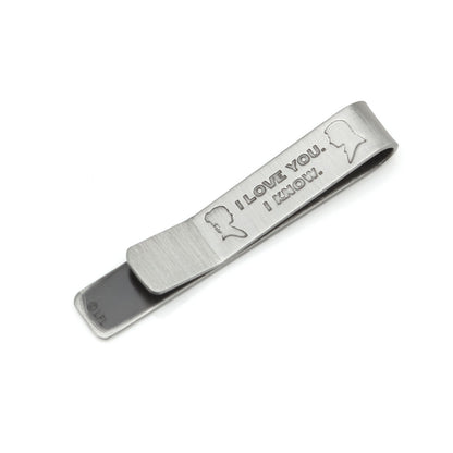 Star Wars Princess Leia and Han Solo "I Love You / I Know" Cufflinks with Hidden Message Tie Bar Gift Set