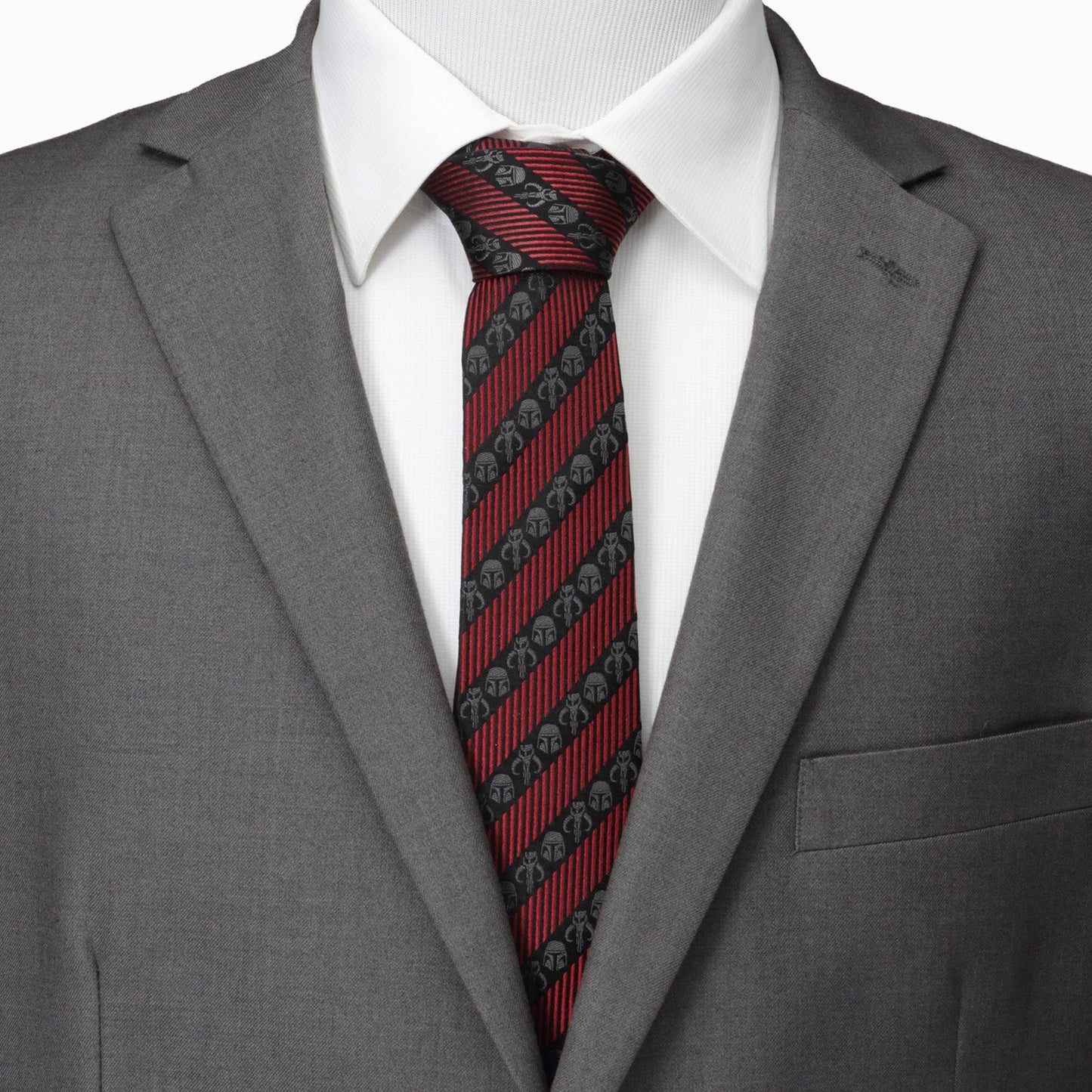 Star Wars Mandalorian Black and Red Striped Tie