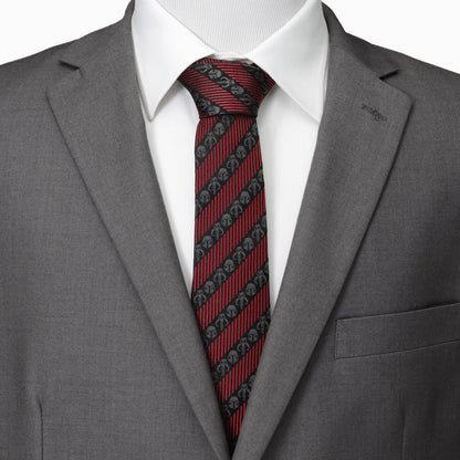 Star Wars Mandalorian Black and Red Striped Tie